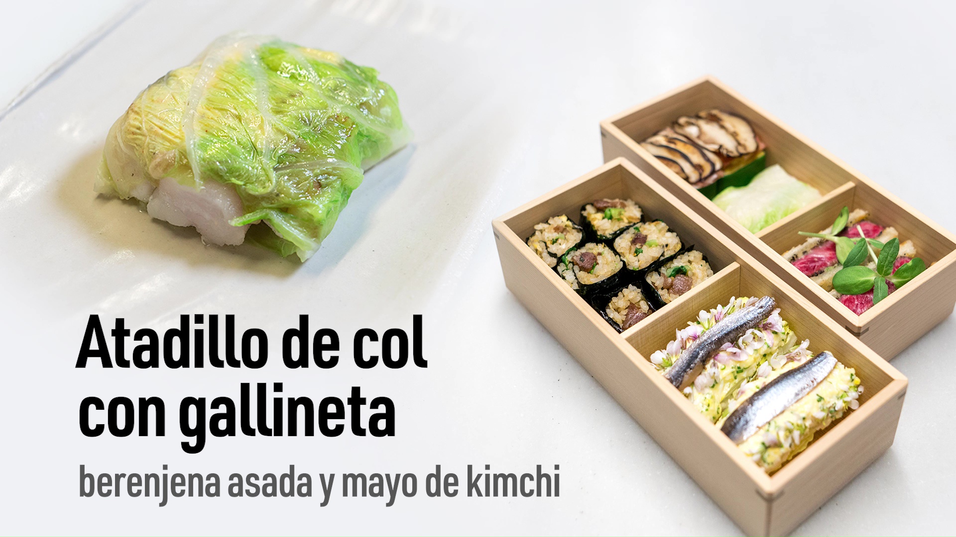 El concepto del Bento de Hideki Matushisa es CON MANOS.
Pero cómo vamos a comer el pescado CON MANOS? Hasta ahora hemos visto uno de entre pan y luego uno algo por encima... Entonces nos toca ahora esta forma! Disfrutamos un bocadito de pescado!